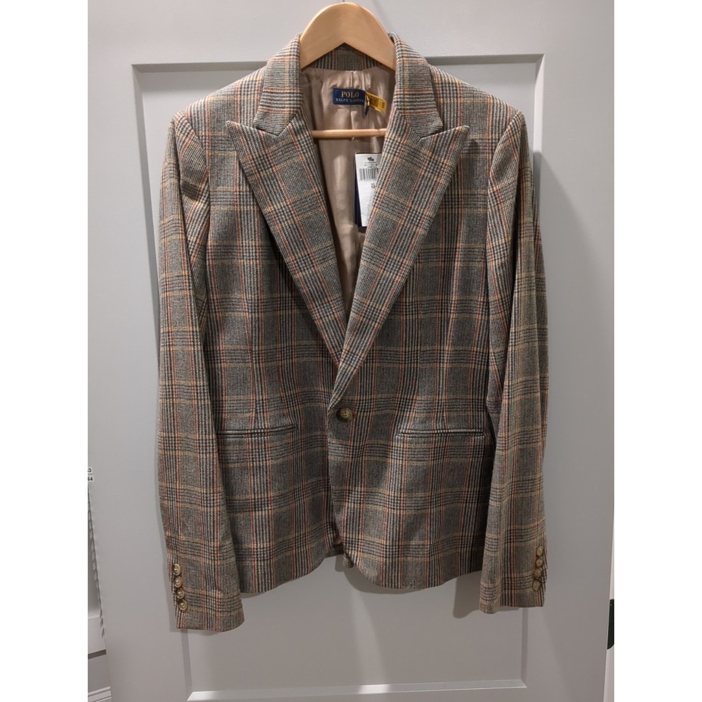 NWT Polo Ralph Lauren Womens Sz 12 Wool Blend Plaid Sportscoat Blazer Sportscoat